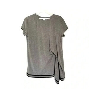 Calvn Klein asymetric gray t-shirt elastic contrast hem size XS EUC